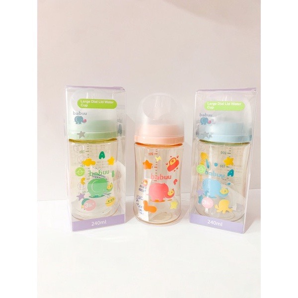 [ chọn núm S,M,L,LL] - Bình sữa cổ rộng PPSU Babuu 90ml/120ml/160ml/240ml/300ml (quà tặng hấp dẫn)