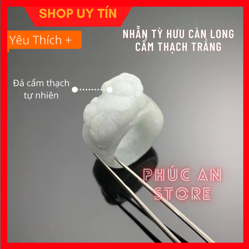 Nhẫn tỳ hưu càn long cẩm thạch thật 100% chế tác tinh xảo - cực đẹp - vật phẩm mang lại tài lộc thịnh vượng và uy quyền cho gia chủ