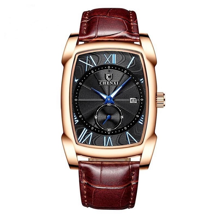 Đồng Hồ Nam Chenxi Dây Da mặt Vuông Phong Cách Lịch Lãm
