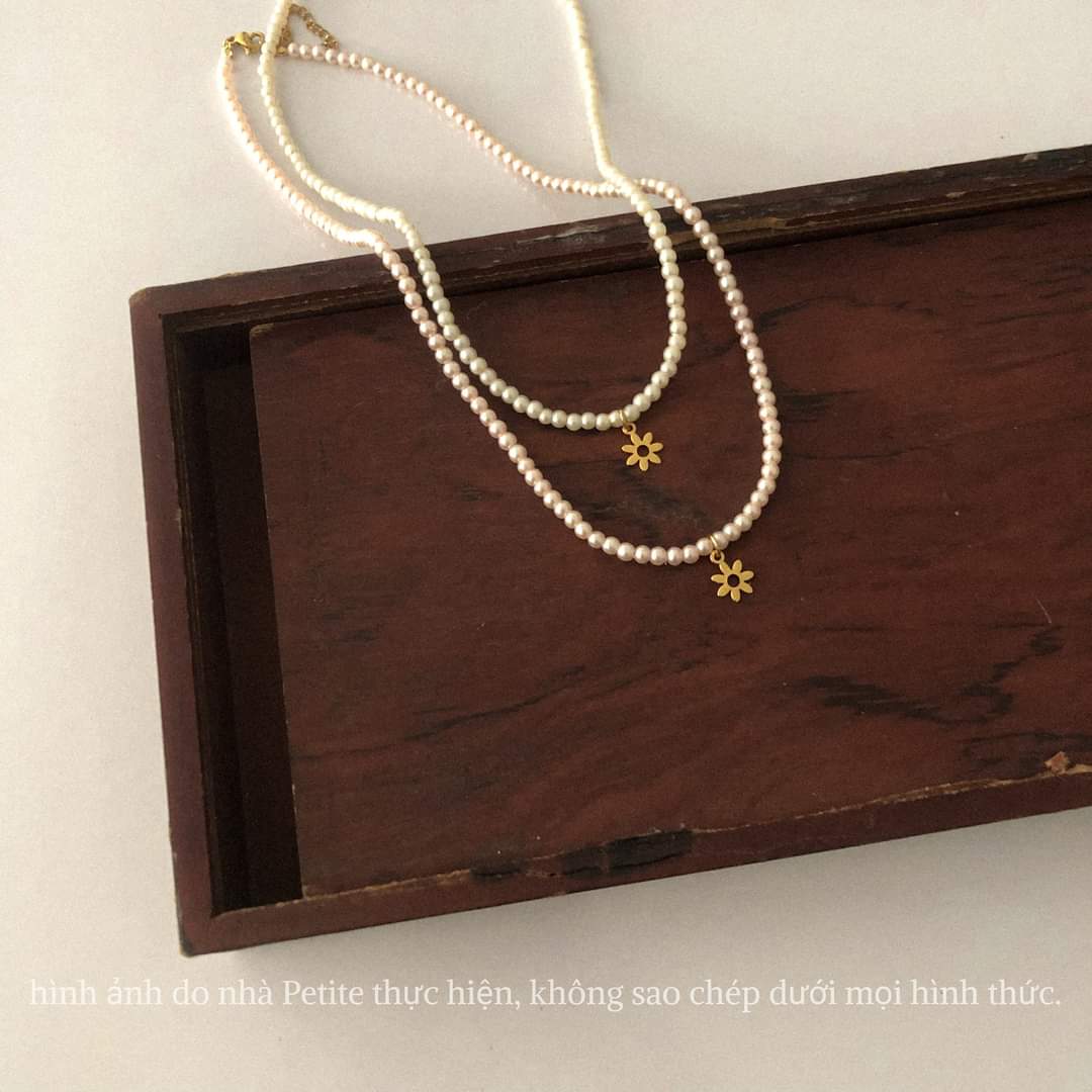 Vòng cổ hạt trai charm hoa nhí Pearl Sunshine Choker KHÔNG GỈ dây chuyền basic phong cách hàn quốc