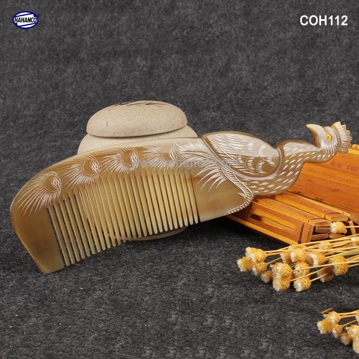 Lược sừng Công đẹp làm quà tặng VIP (Size: L - 18cm) Chăm sóc tóc - Horn Comb of HAHANCO - COH112S