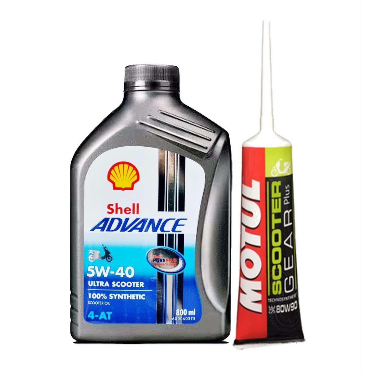 [HCM]Combo Nhớt cao cấp cho xe tay ga đời mới Shell Ultra Scooter 4T 5W40 800L và Nhớt hộp số Motul Scooter Gear Plus