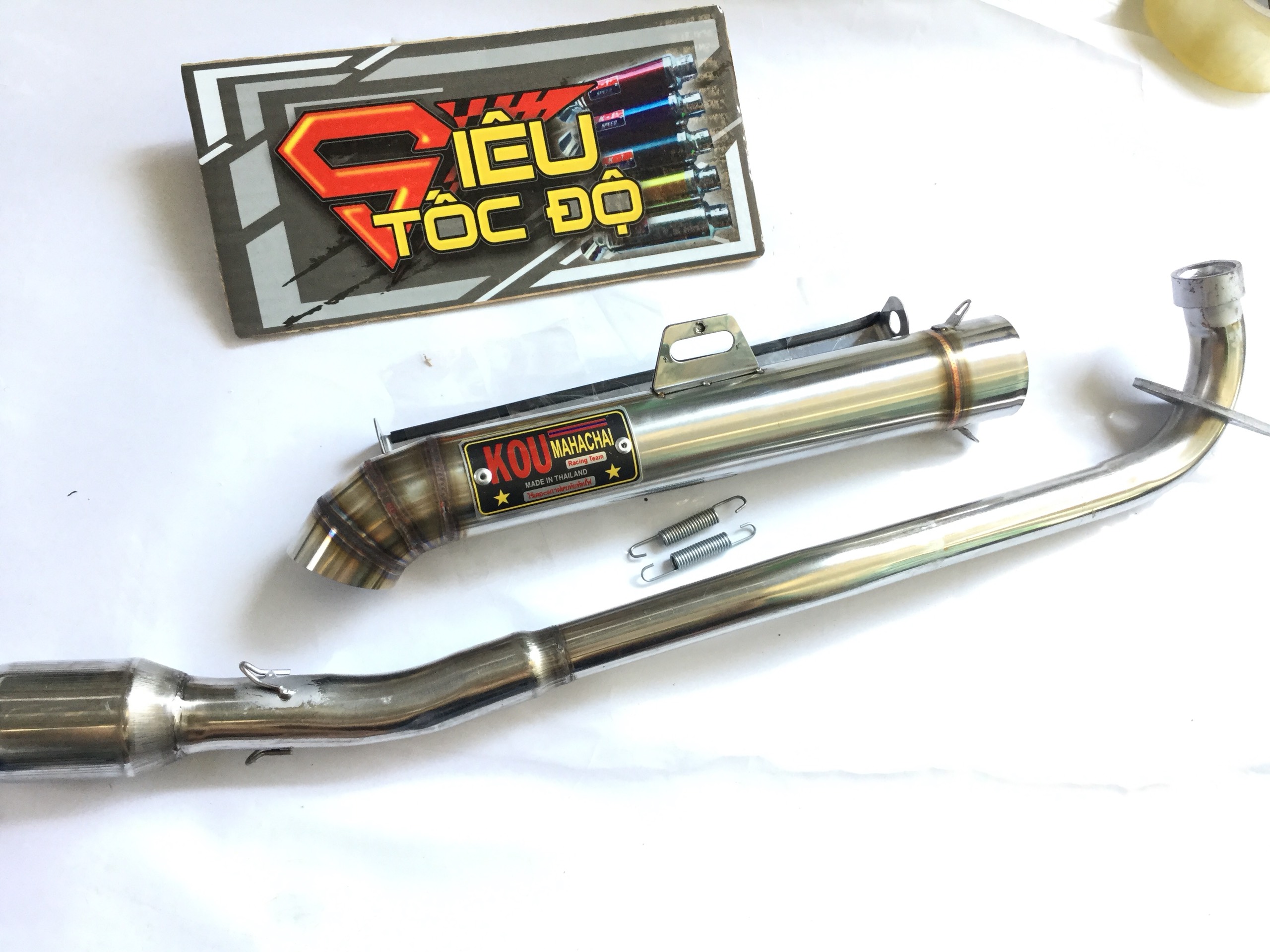 Pô KOU inox 304 bao gồm cả cổ pô độ cho xe sirius, jupiter, taurus, axelo,.....