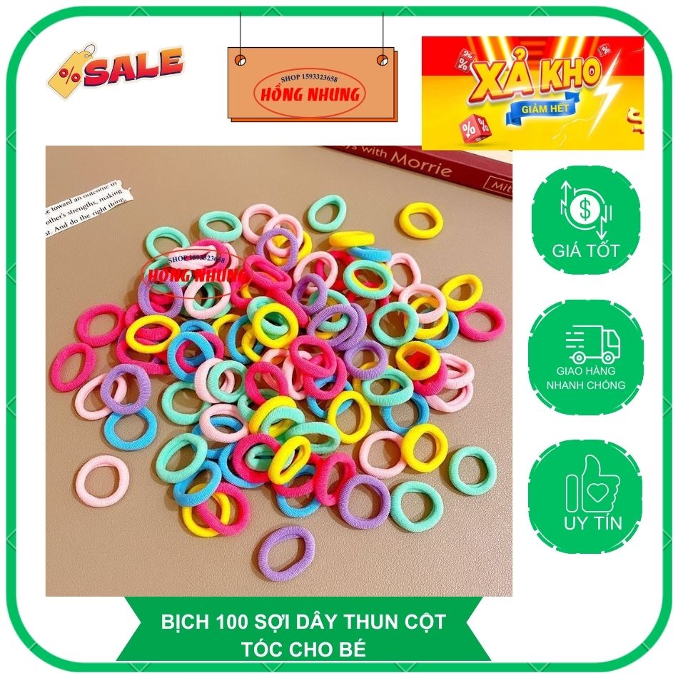 Bịch 500 sợi dây buộc cột tóc cho bé nhiều màu sắc ngọt ngào cho bé gái.