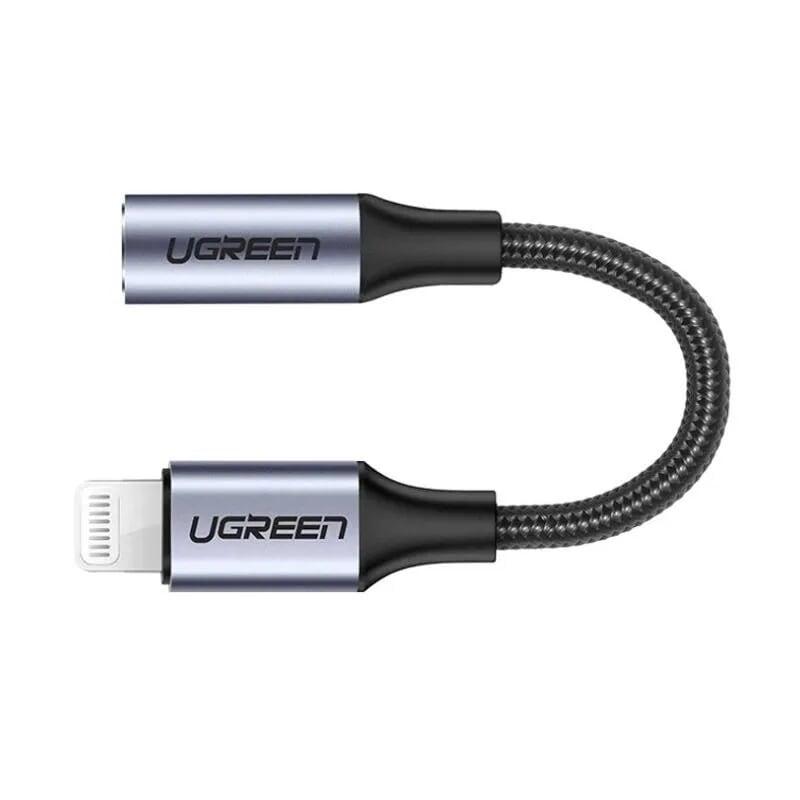 Ugreen 30756 30cm màu xám cáp lightning sang cổng âm thanh 3.5mm us211