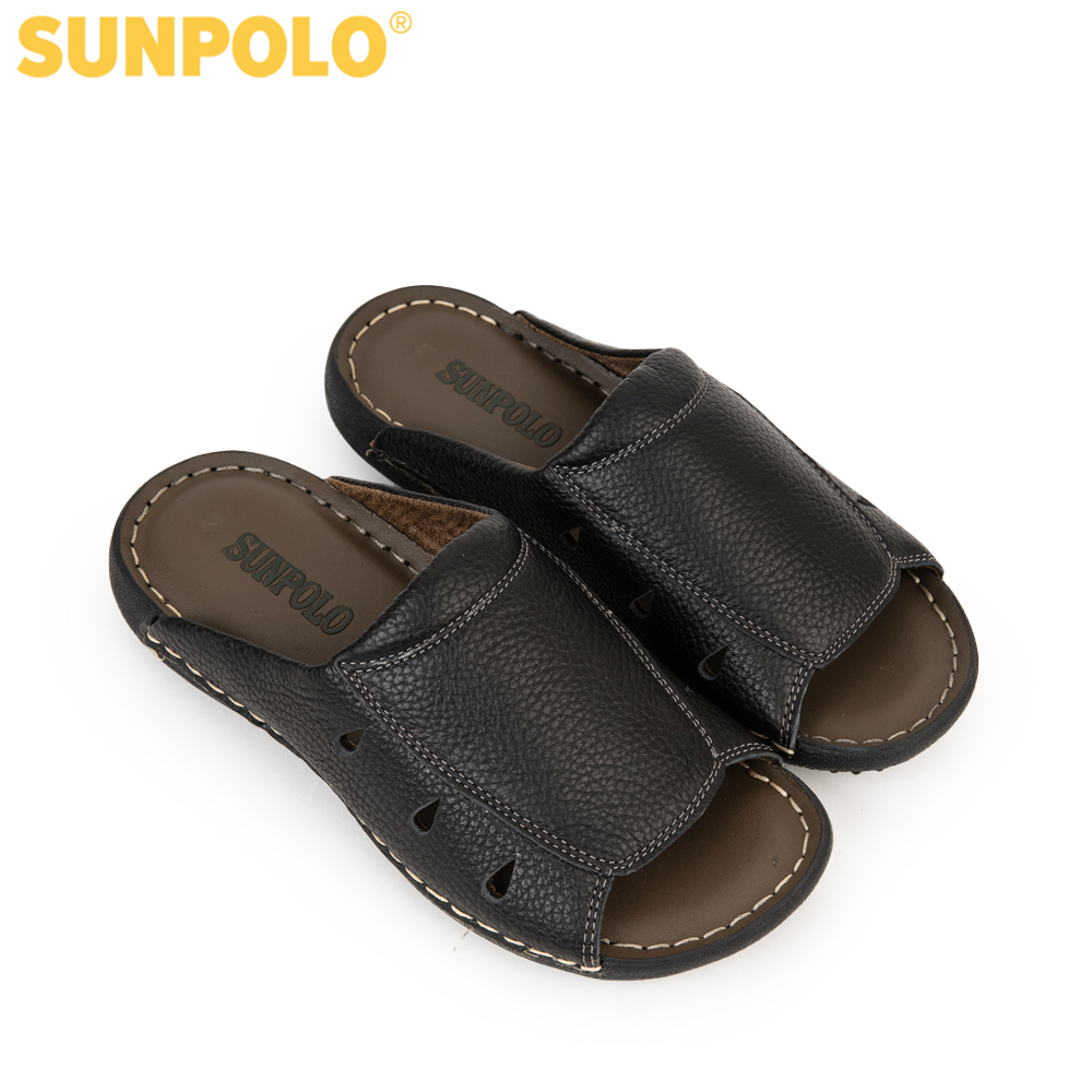 Dép nam da bò SUNPOLO DQN025 (Đen, Nâu)