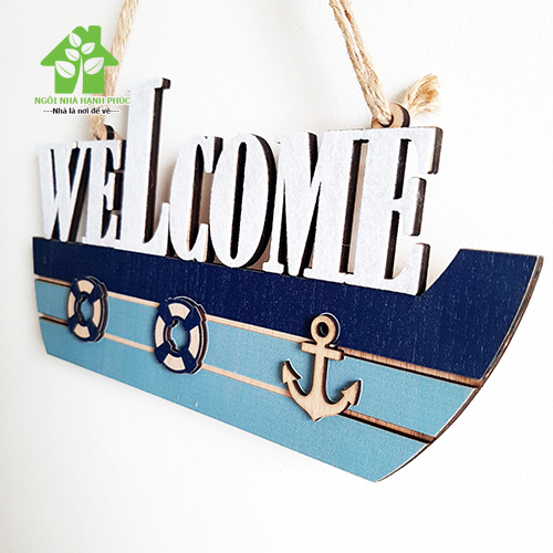 Bảng gỗ decor trang trí SHOP 🚀CON TÀU WELCOME🚀 (tặng kem móc treo tường)