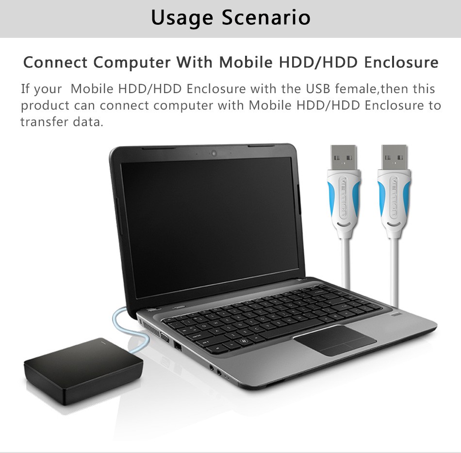 Dây cáp USB 2.0 2 đầu đực Vention dài 1m đến 5m VAS-A06