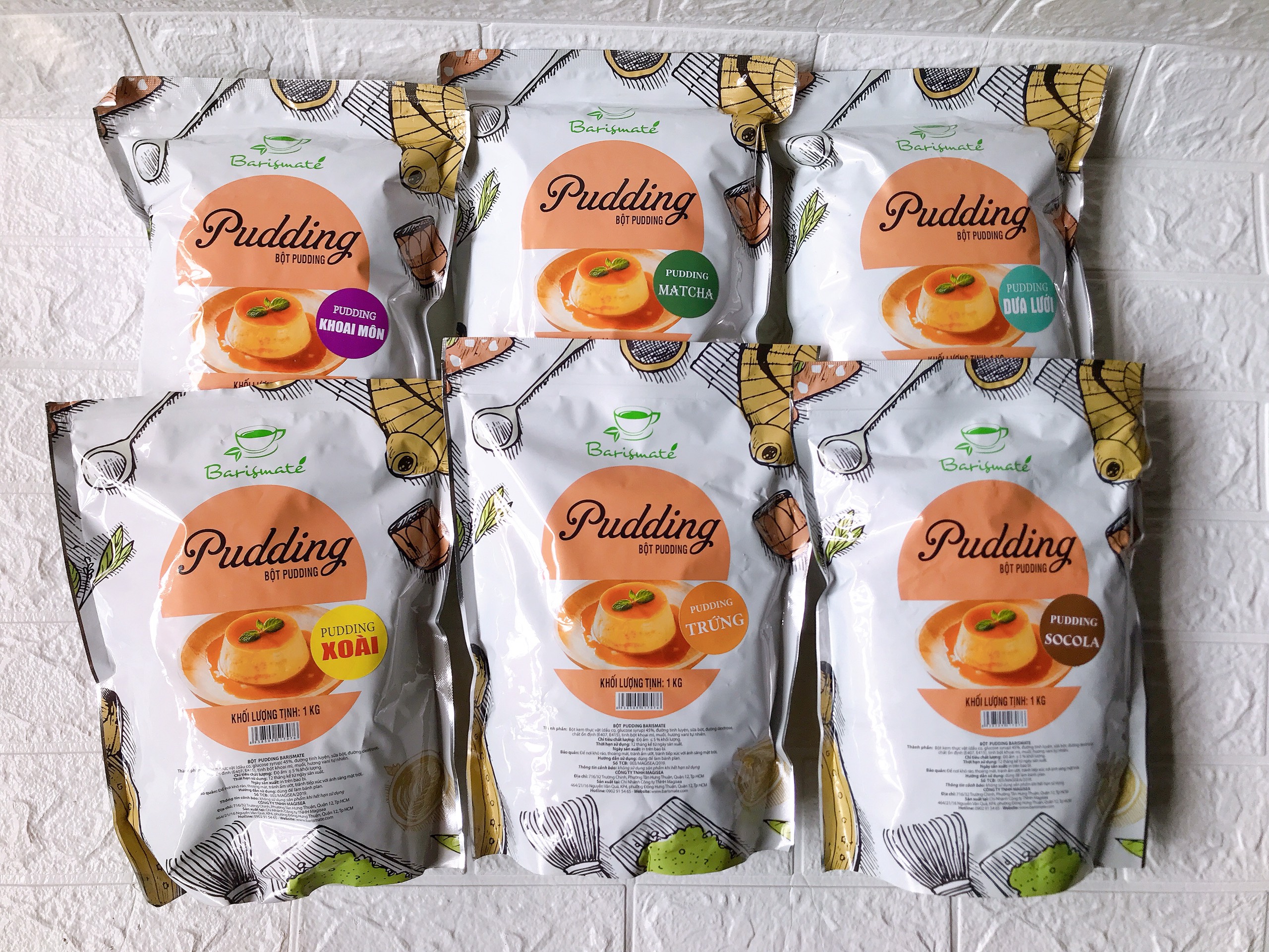 Bột Làm thạch Pudding/Plan túi chiết 100g hiệu Barismate