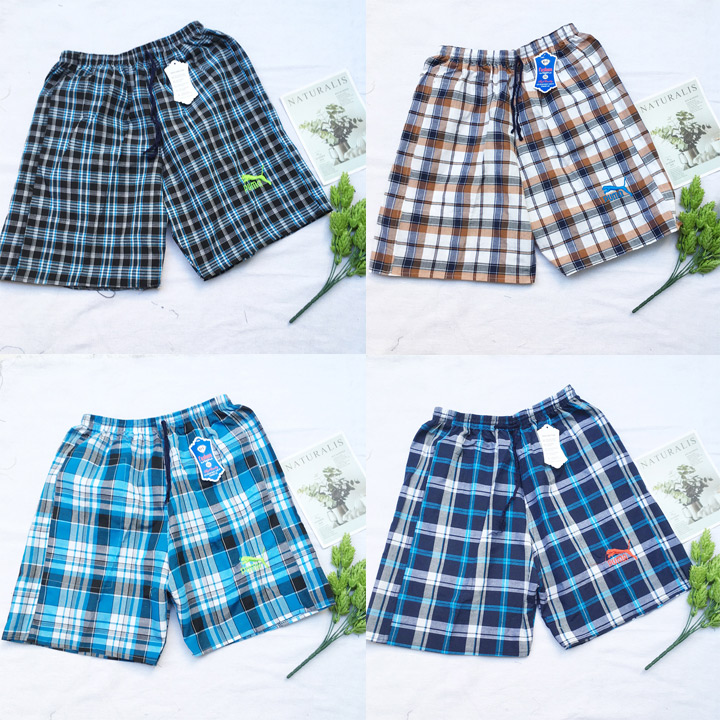 Qn19 men's shorts size 70kg to 80kg soft checkered canvas men's short