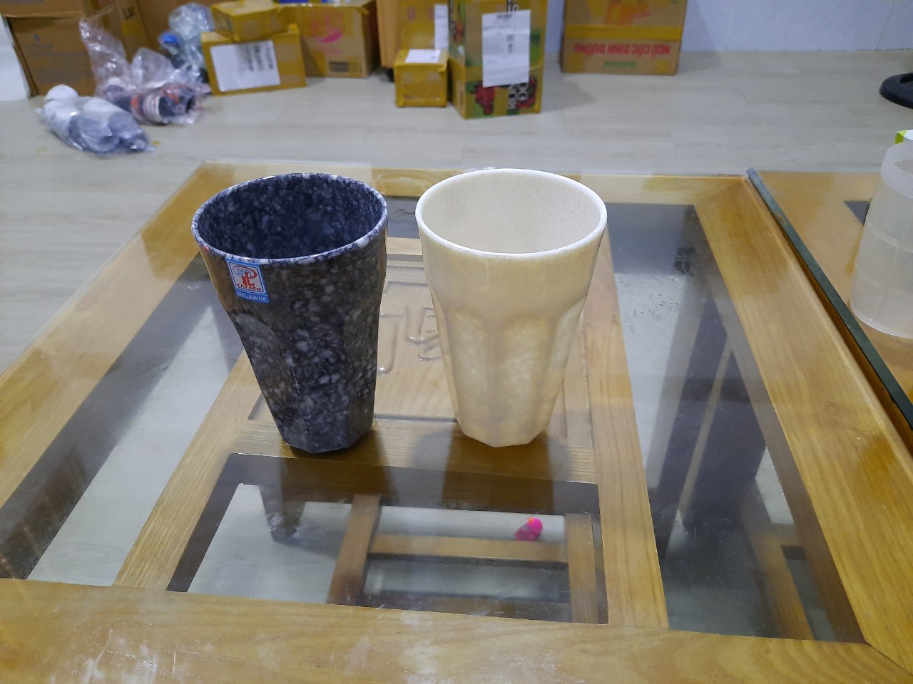 [HCM]Ly Nhựa Melamine Vân Đá Kem Kiểu Cao