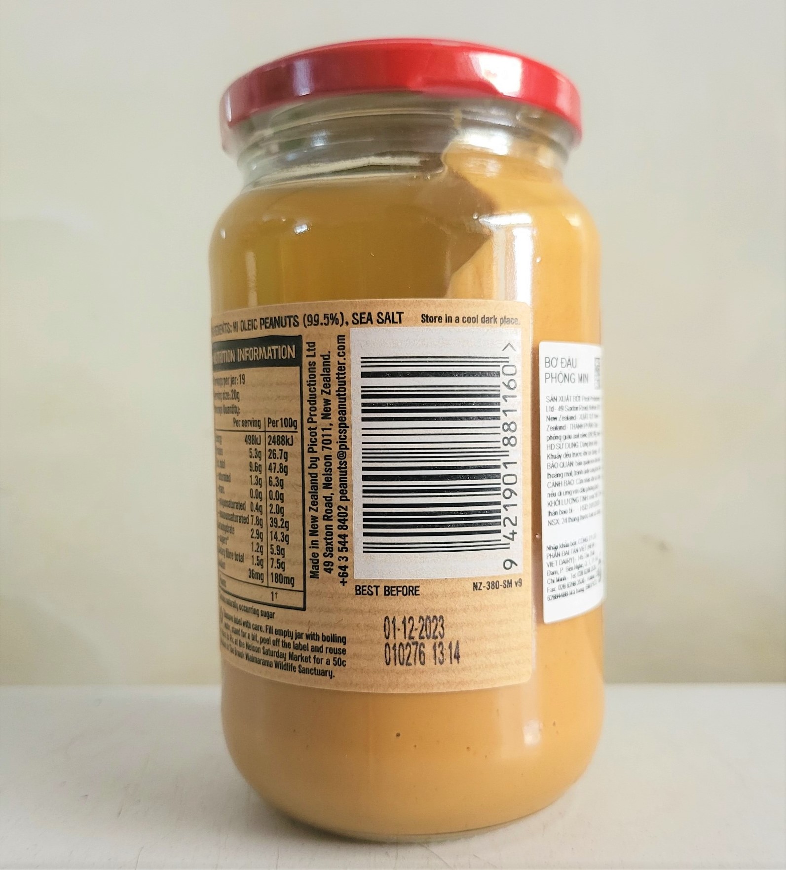 [Lọ 380g – NẮP ĐỎ] BƠ ĐẬU PHỘNG MỊN [New Zealand] PICS Peanut Butter Smooth (nvt)