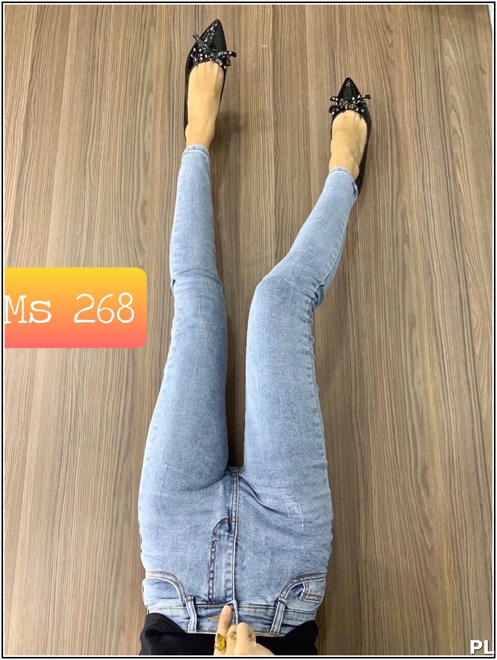 Quần jean nữ xanh nhạt lưng cao 1045-2-19