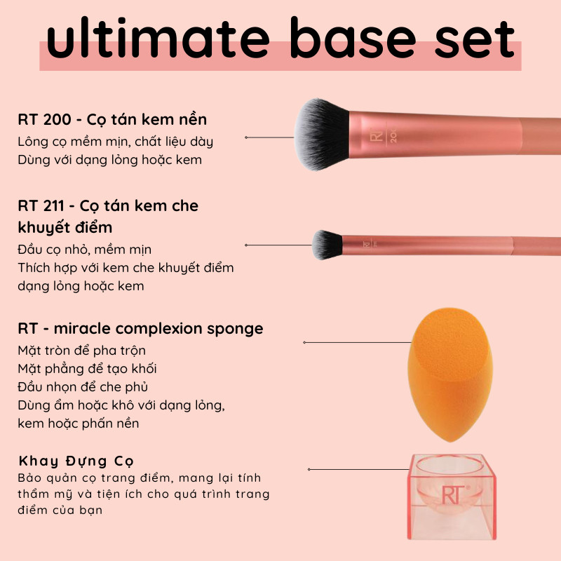 [HCM]Cọ Đánh Nền + Che Khuyết Điểm REAL TECHNIQUES Ultimate Base Set