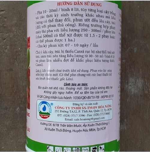 Phân bón Canxi Bo 500ml