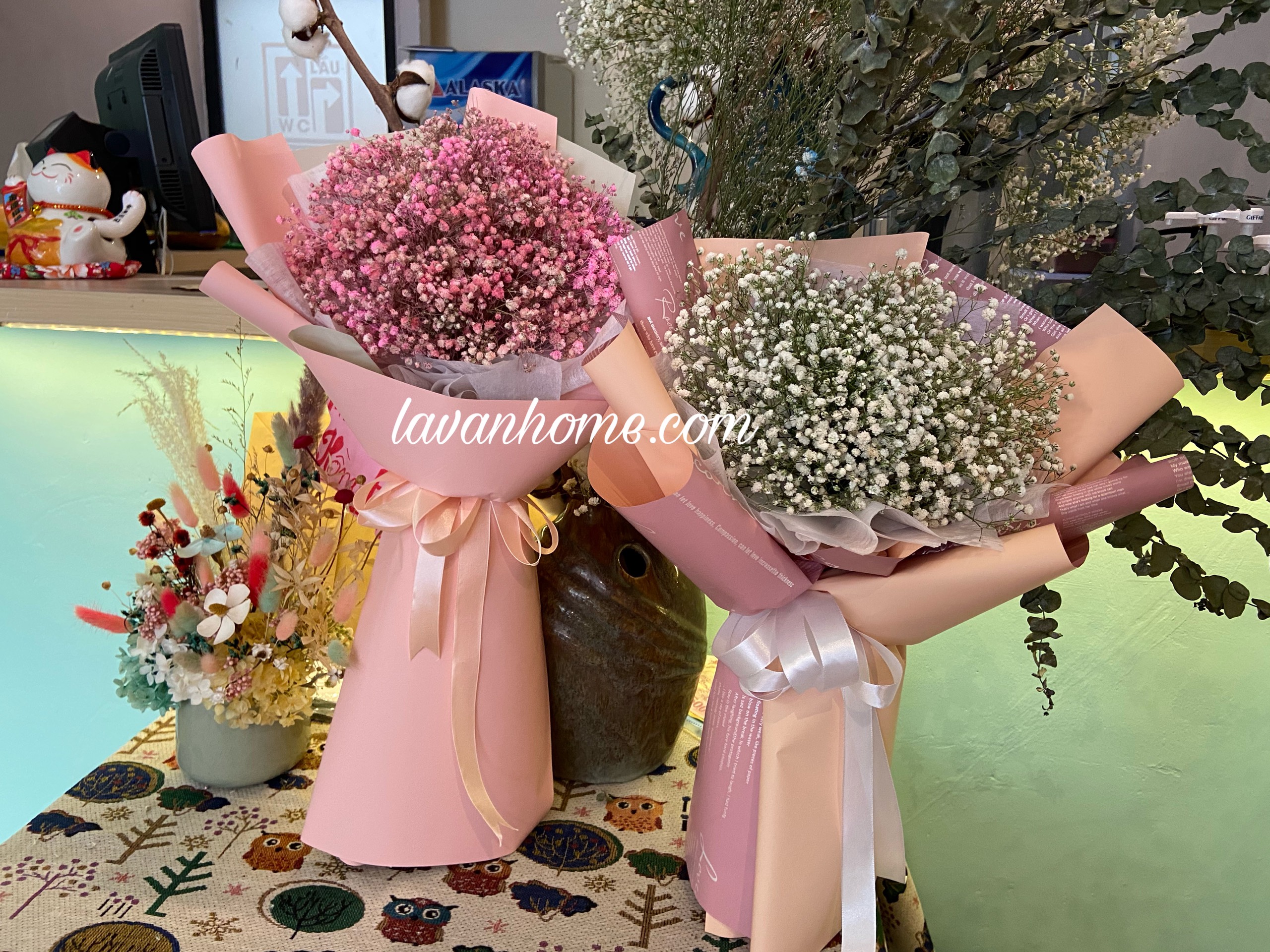 Bó hoa khô baby hồng (nhiều màu)