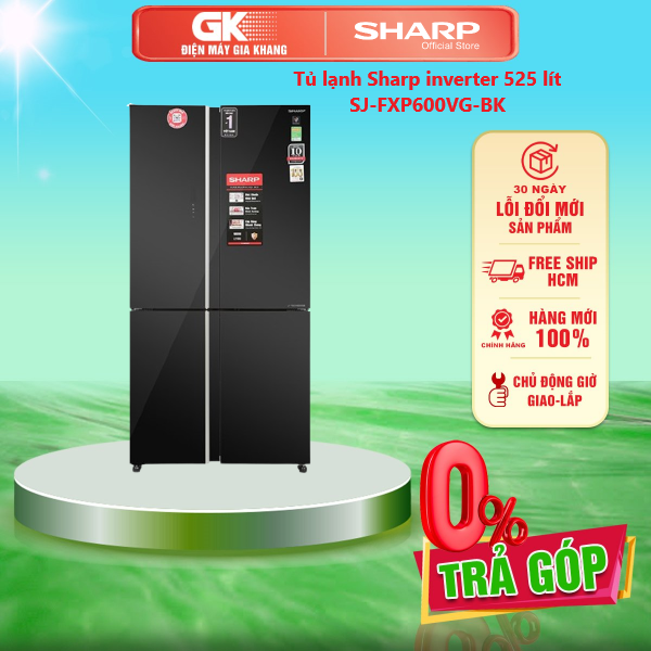 Tủ lạnh sharp 525 lít sj-fxp600vg-bk mới 2021 - giao toàn quốc - freeship hcm