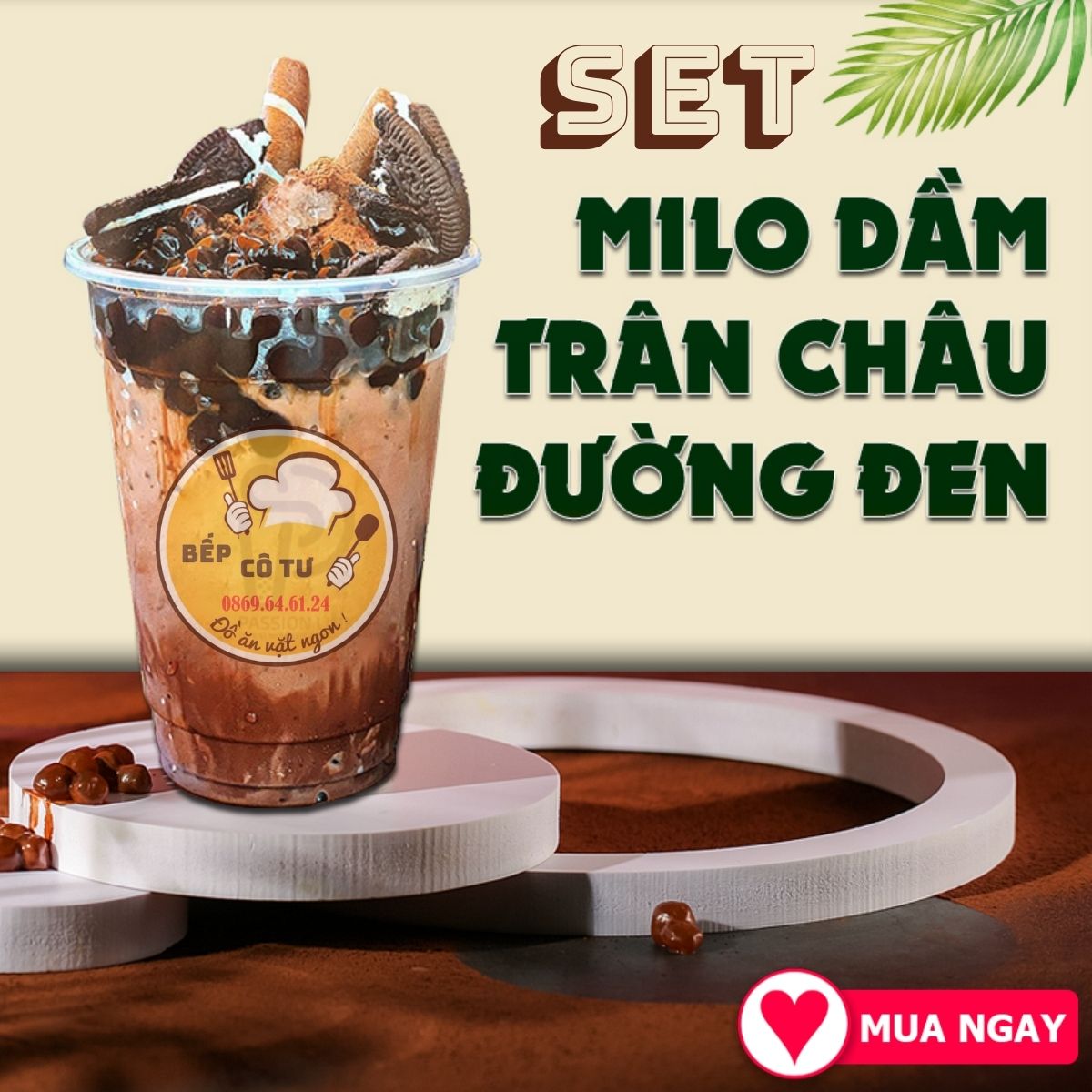 Set milo dầm trân châu đường đen Pudding trứng chuẩn vị Bếp Cô Tư kèm công thức độc quyền
