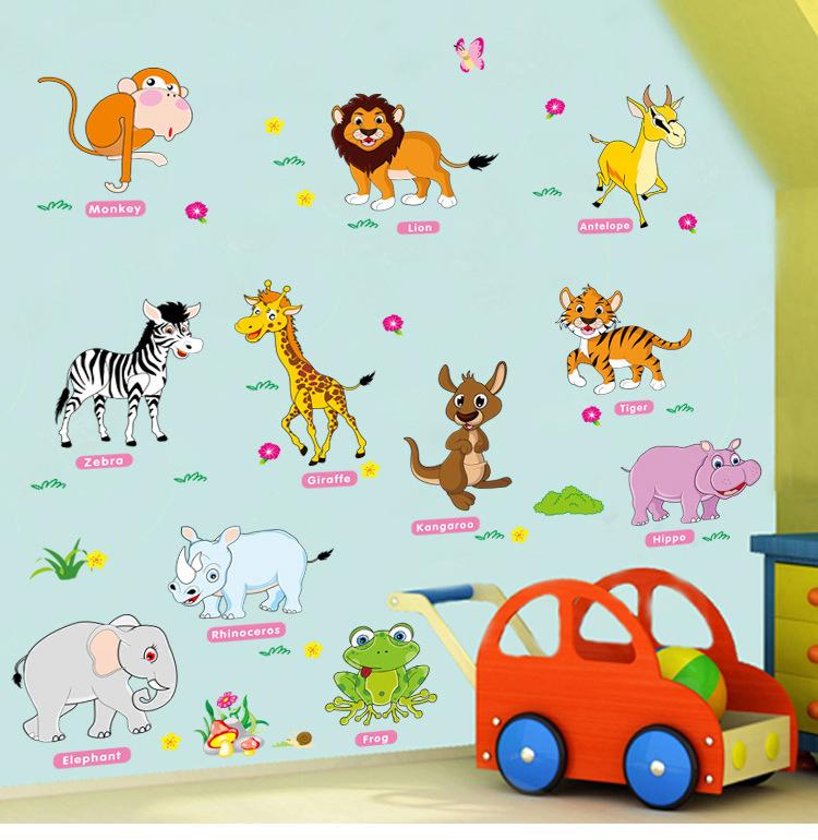 Decal dán tường Vườn thú tiếng anh- T25-kiddecals
