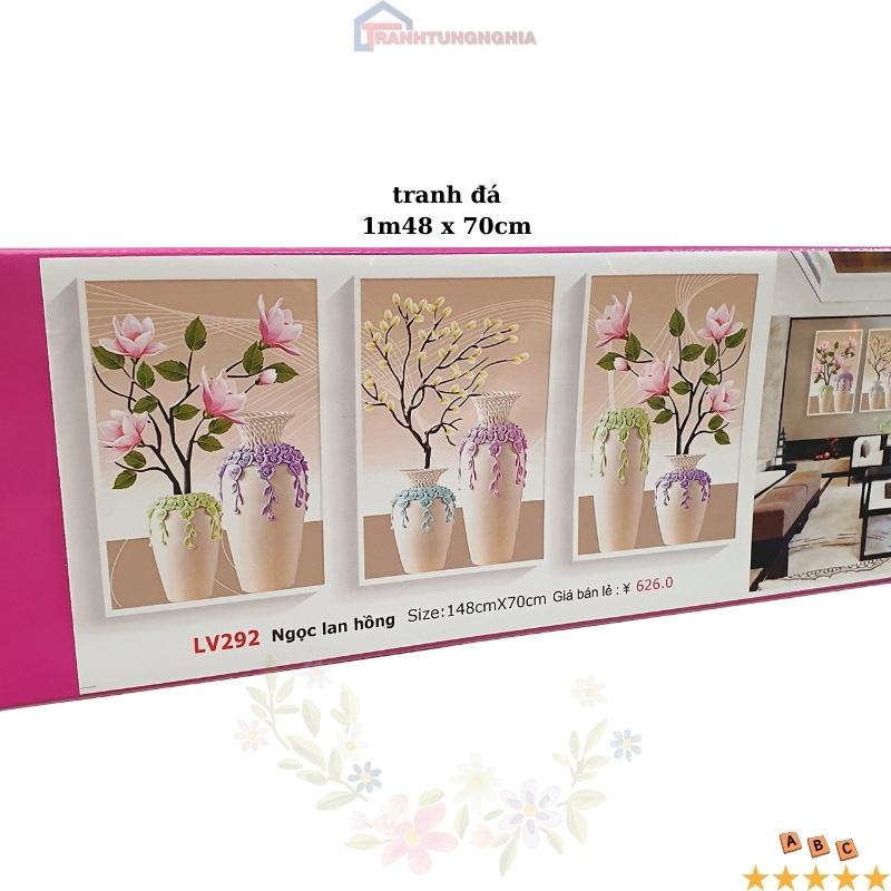 Tranh đính đá bình hoa ngọc lan 3 bức LV292 (1m48 x 70cm)