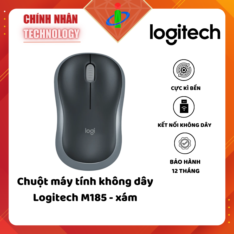 Chuột không dây văn phòng Logitech M185 hàng chính hãng giá rẽ - Bảo hành 36 tháng - Chinh Nhan Computer