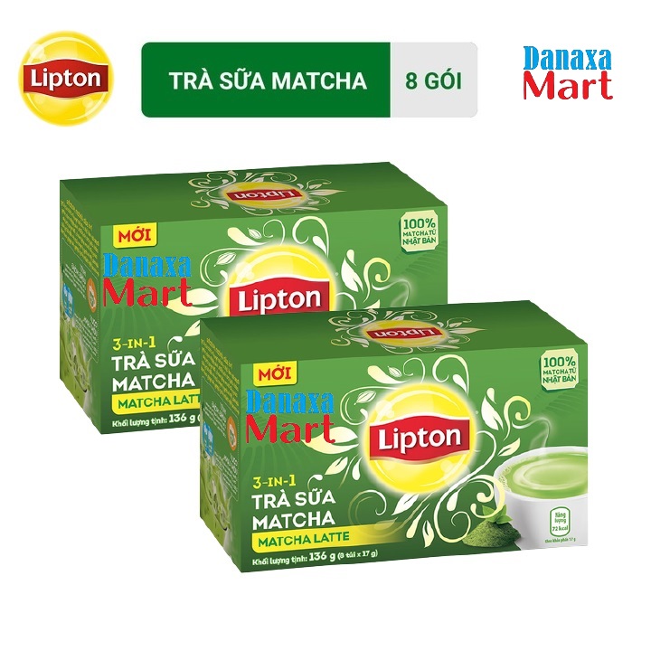 Combo 2 Hộp Trà Sữa Lipton vị Matcha và Ô Long (Hộp 8 gói x 17g)