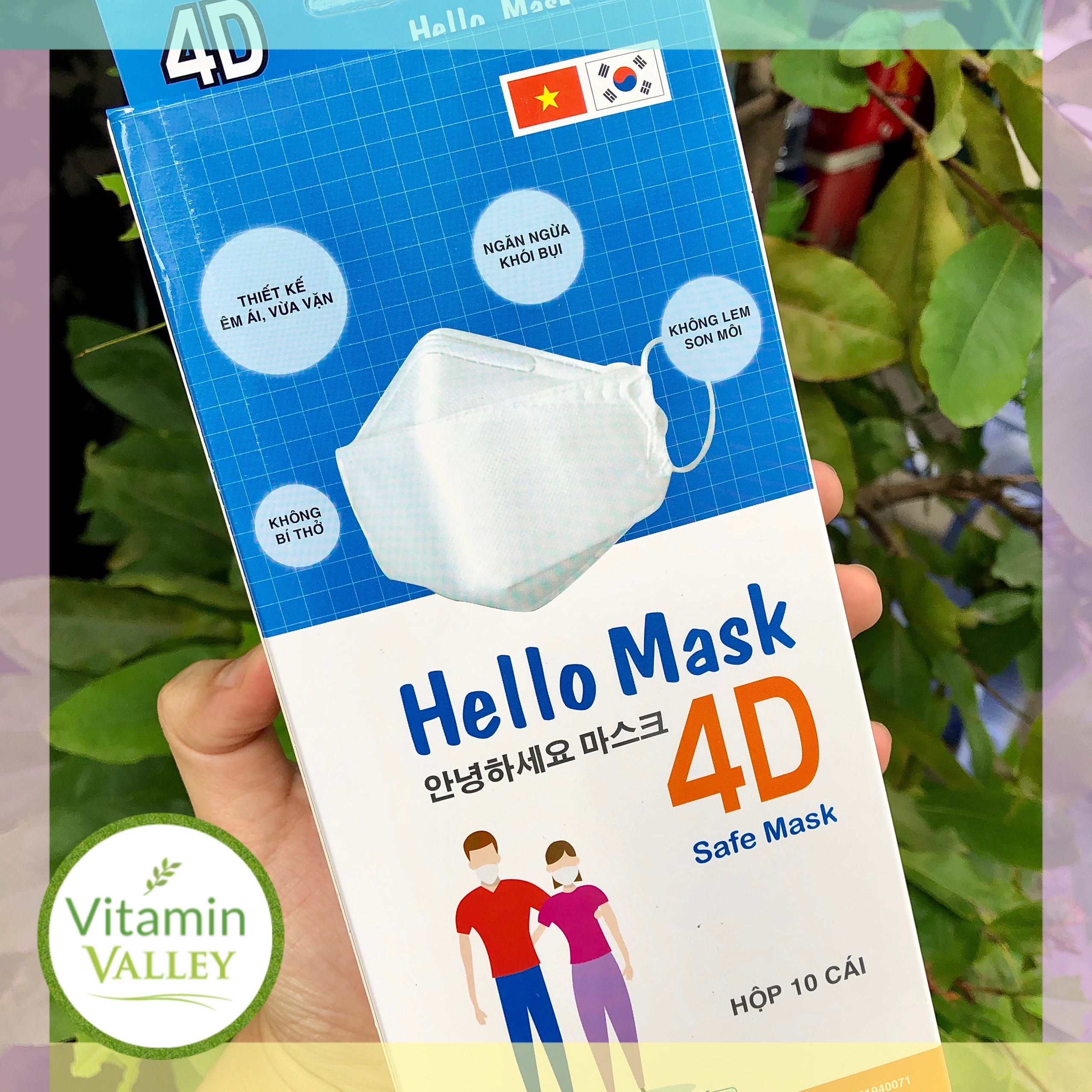 (HỘP 10 CÁI) Khẩu Trang Hello Mask 4D Kiểu Dáng Hàn Quốc