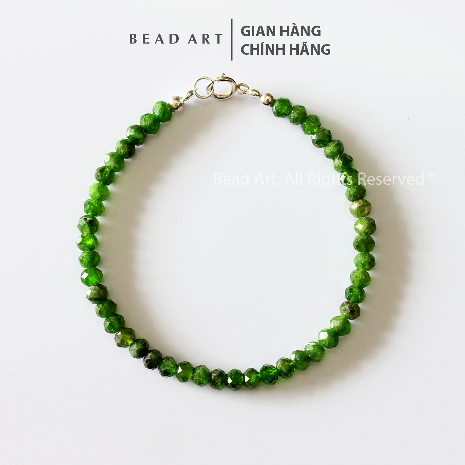 Vòng tay 4x3mm diopside xanh lá đậm loại a, vòng tay phong thuỷ, chuỗi hạt, mệnh mộc, hoả, lắc tay, full - bead art