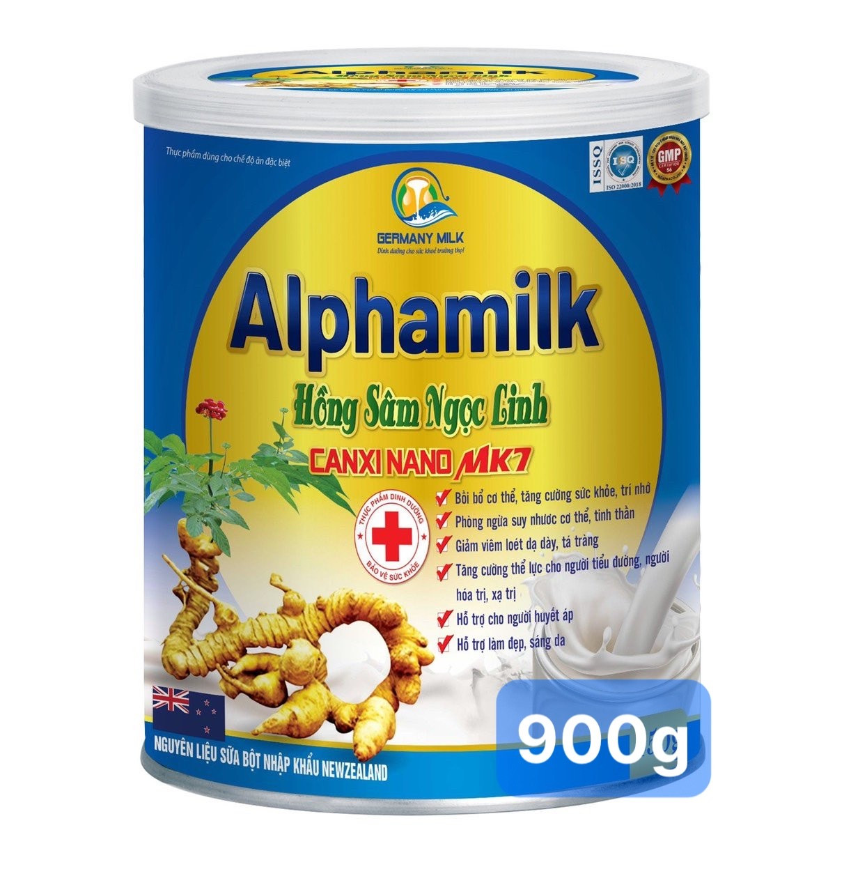 Hộp 900g- Sữa Bột Alphamilk Hồng Sâm Ngọc Linh Canxi Nano Mk7