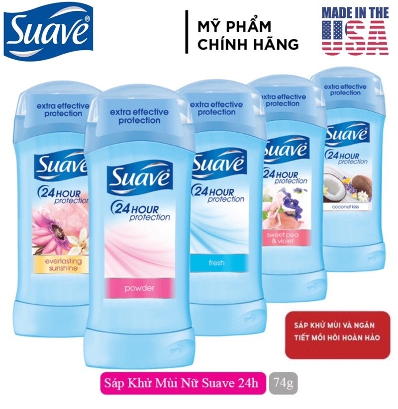 [USA] Lăn sáp khử mùi nữ Suave Fresh 74g - Mỹ