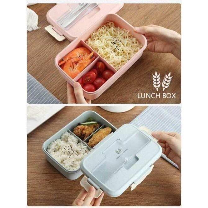 [TẶNG KÈM THÌA DĨA INOX] Cà men 3 ngăn nhựa lúa mạch cao cấp (dùng được trong lò vi sóng), Hộp để cơm và thức ăn văn phòng mẫu mới thiết kế 3 ngăn, nhiều màu cho nam và nữ