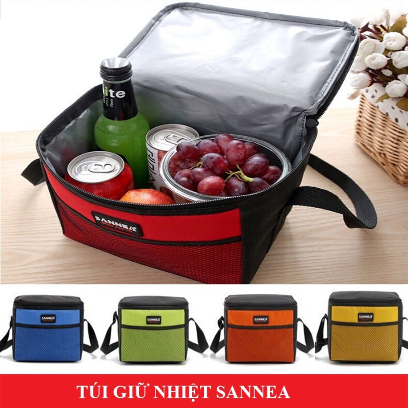 (Đủ màu) Túi hộp Sannea giữ nhiệt lạnh nóng, giữ ấm hộp cơm, thực phẩm, giữ lạnh bình sữa ( có thể dùng kèm đá khô)