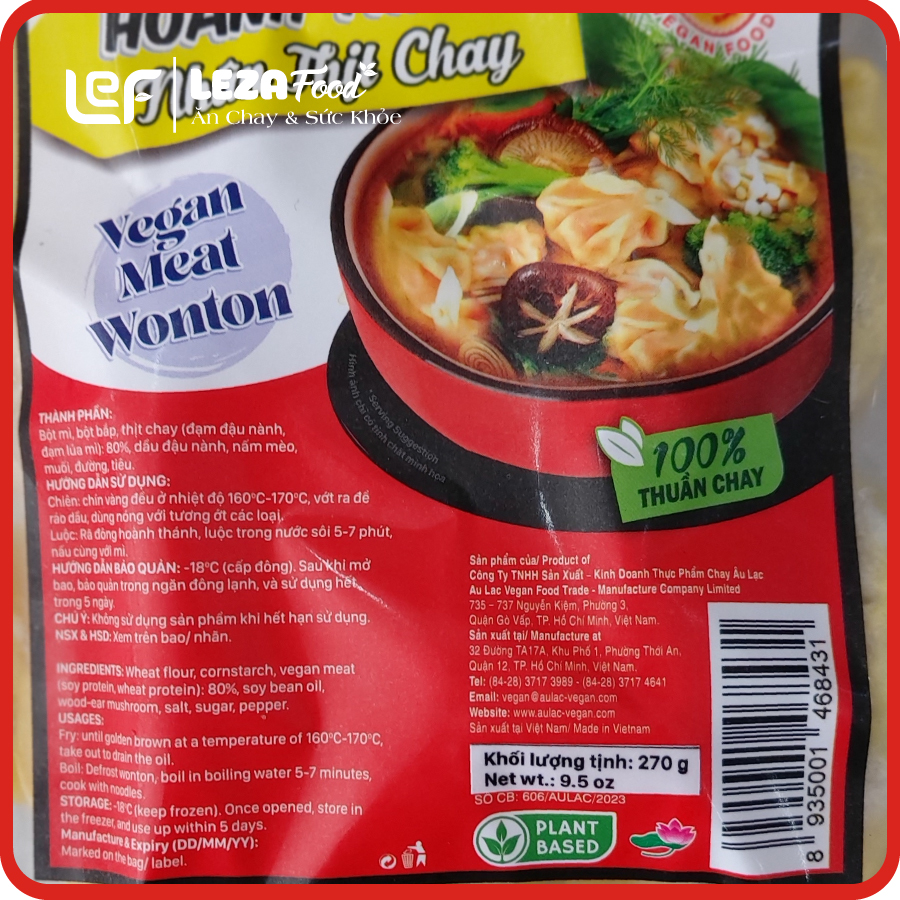 Hoành Thánh Nhân Thịt Chay Âu Lạc 270g