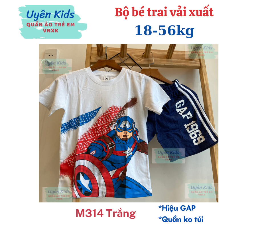 (18-62kg) Đồ bộ bé trai vải xuất G.ap Old.navy P.lace Pingbong hoạt hình cho bé trai nhiều màu