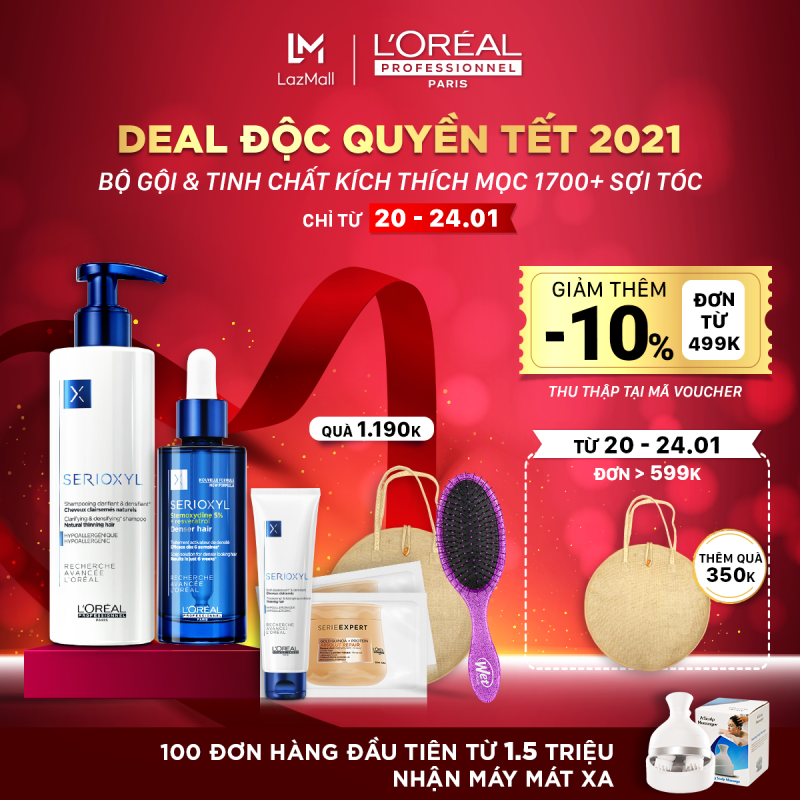 Bộ sản phẩm Gội và Tinh chất kích thích mọc 1000 sợi tóc cho Nam trong 6 tuần LOreal Professionnel