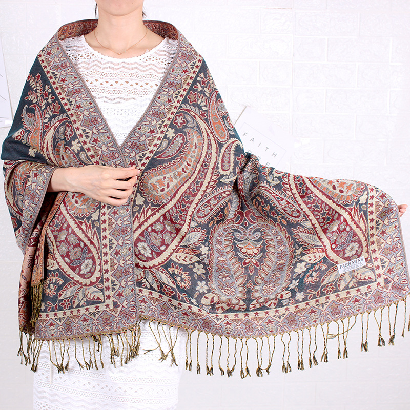 KHĂN CHOÀNG CỔ PASHMINA THỔ CẦM HOA HỒNG 02