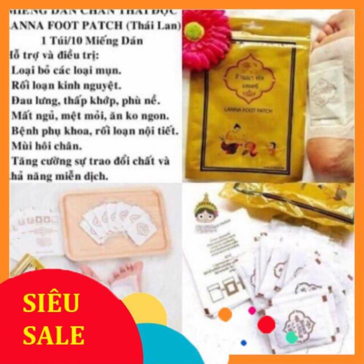 Set 10 Miếng Thải Độc Chân Thái Lan Lanna Foot Patch