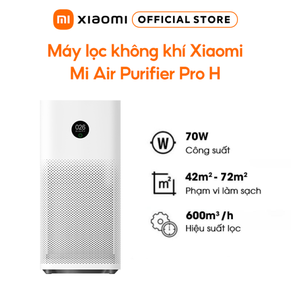 Máy lọc không khí Xiaomi Mi Air Purifier Pro H - Điều khiển bằng ứng dụng MiHome | Diện tích 70m2 | Khử mùi diệt khuẩn | Cảm biến độ ẩm nhiệt kế- Hàng chính hãng - BH 12 Tháng MiOnlineVN