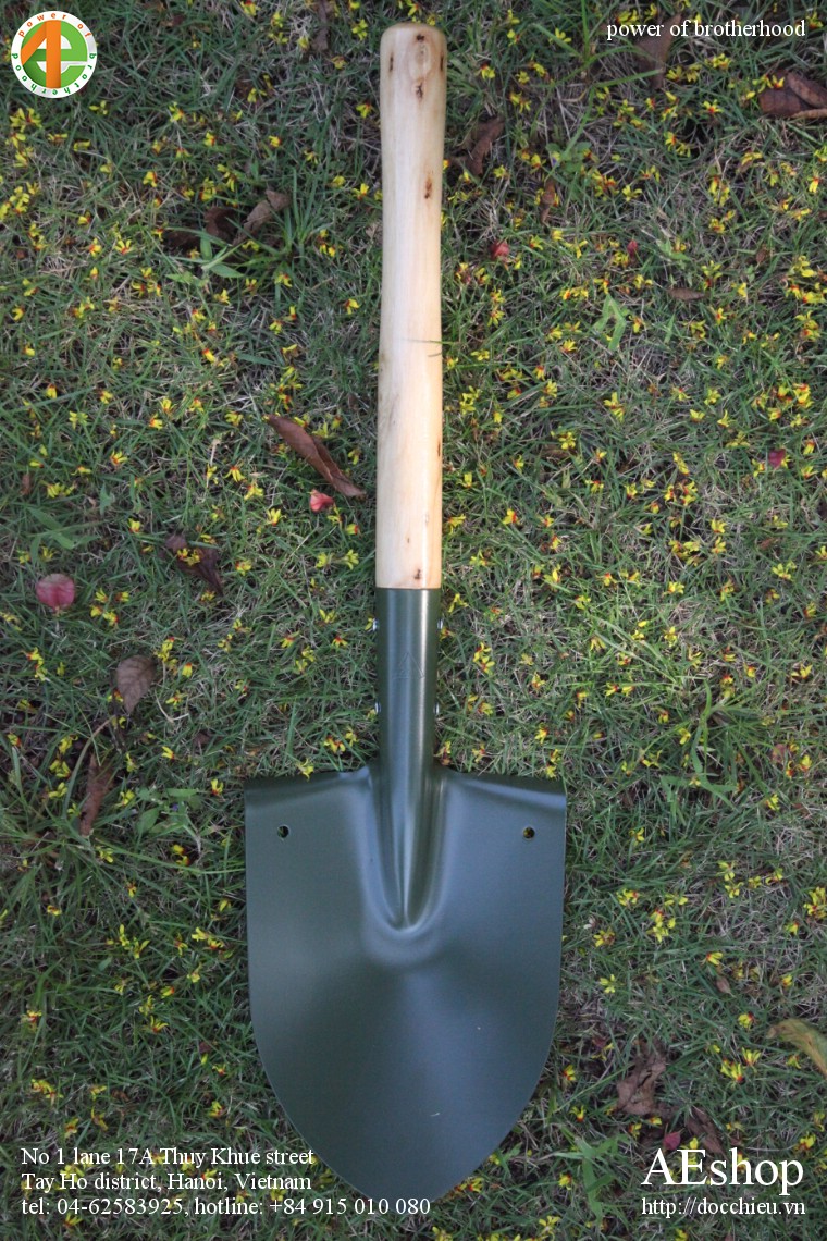xẻng công binh cán gỗ làm vườn xẻng dã ngoại 60cm