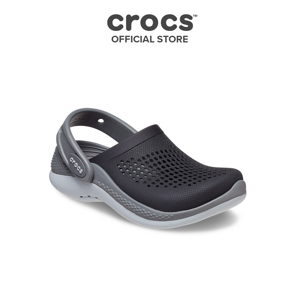 Giày clog trẻ em crocs toddler literide 360 - black/slate grey