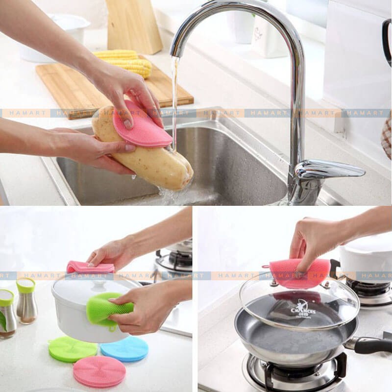 Miếng Rửa Chén Silicon Dày Miếng Rửa Bát Đa Năng Tiện Dụng