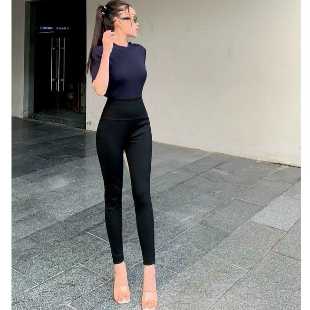 Quần legging wang cạp cao nịt eo siêu cấp chất umi dày dặn co giãn đa chiều tốt