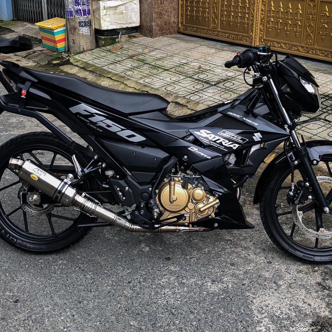 Tem rời Satria Fi dán xe đen Candy  tem in