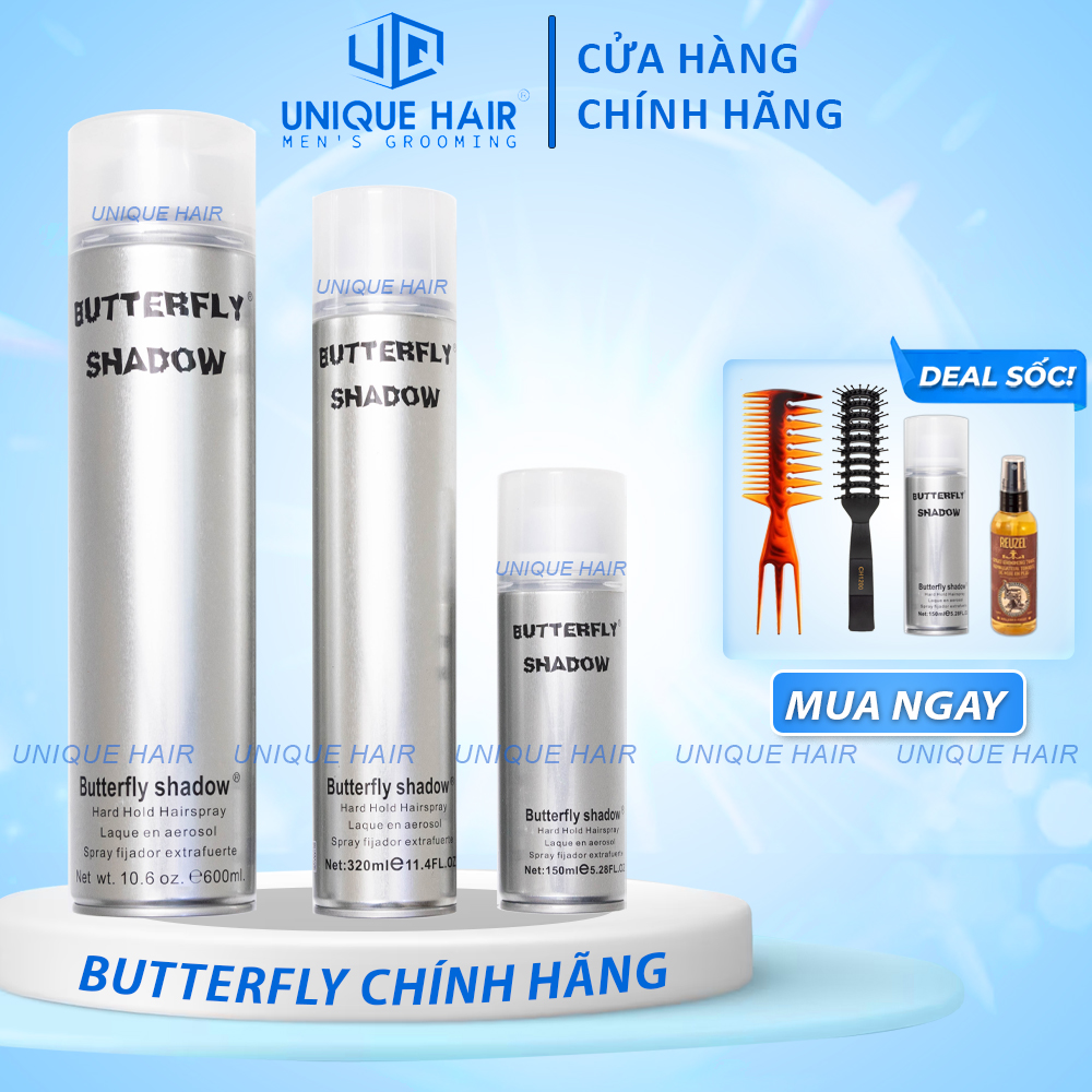 Gôm xịt tóc Butterfly Shadow 600ml - 320ml - 150ml + Chính hãng + Quà Tặng