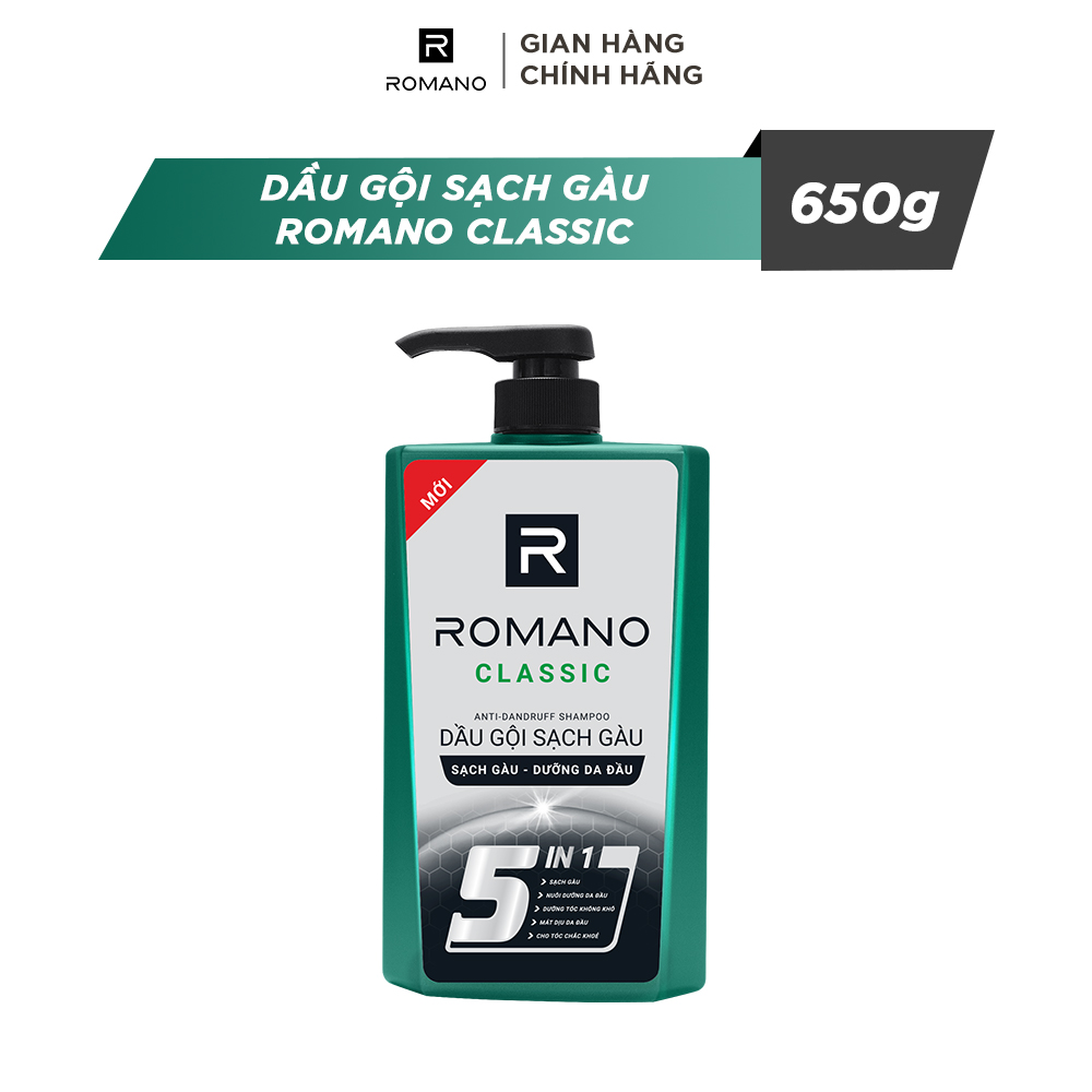 Dầu gội sạch gàu Romano Classic 650g
