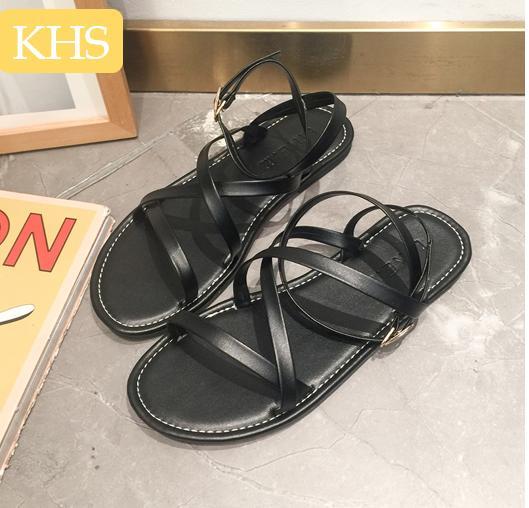 Giày Sandal quai ngang VS X chéo hậu đen