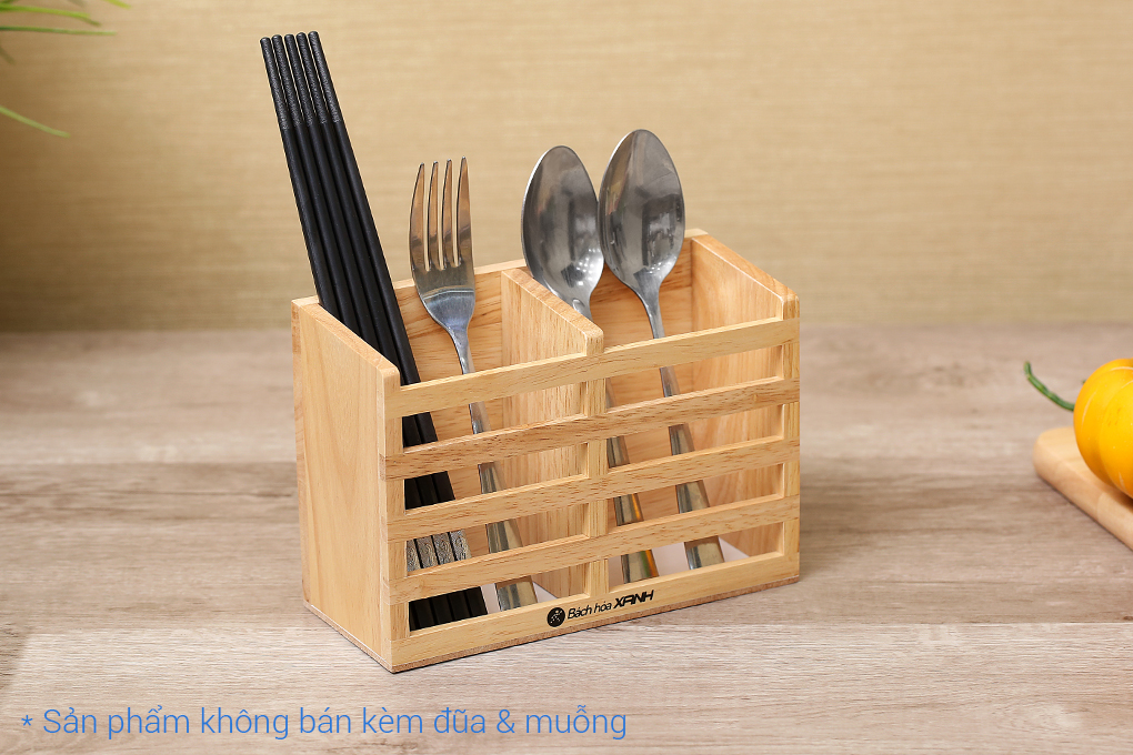 [HCM]Ống đựng đũa gỗ 2 ngăn BHX ENG157