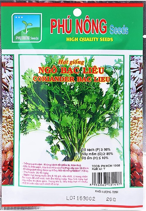 Hạt giống ngò bạc liêu Phú Nông - gói 20gram.