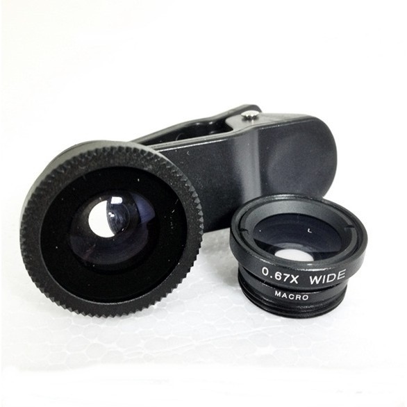 Ống Len Camera 001, Bộ Ống Kính 3 Trong 1 Gồm Kính Macro, Góc Rộng, Fisheye Cho Điện Thoại Thông Minh, Máy Tính Bảng