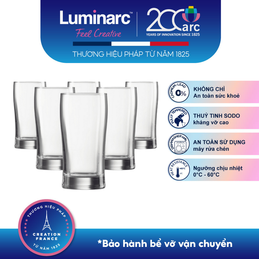 Bộ 6 Ly Thuỷ Tinh Arcoroc Cao Fillon 240ml - LUFID0545